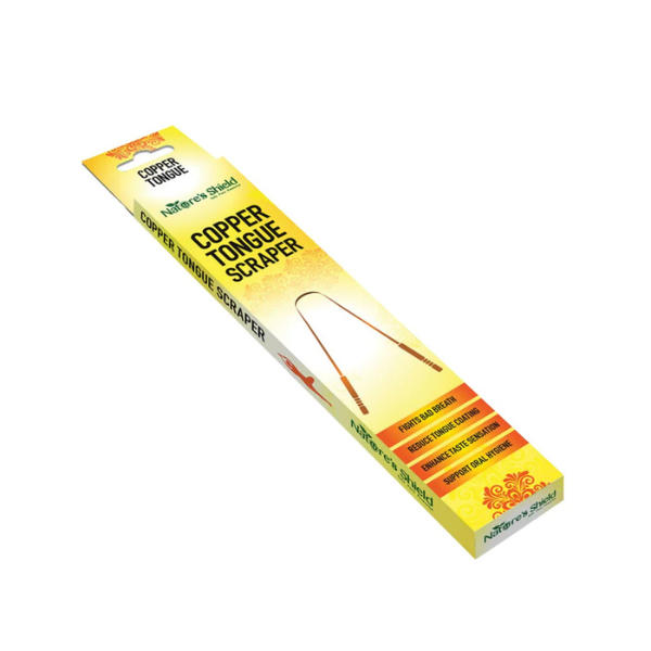Nature’s Shield Copper Tongue Scraper Ayurvedic oral hygiene tool for removing tongue coating bacteria fresh breath support copper tongue cleaner for daily oral care.