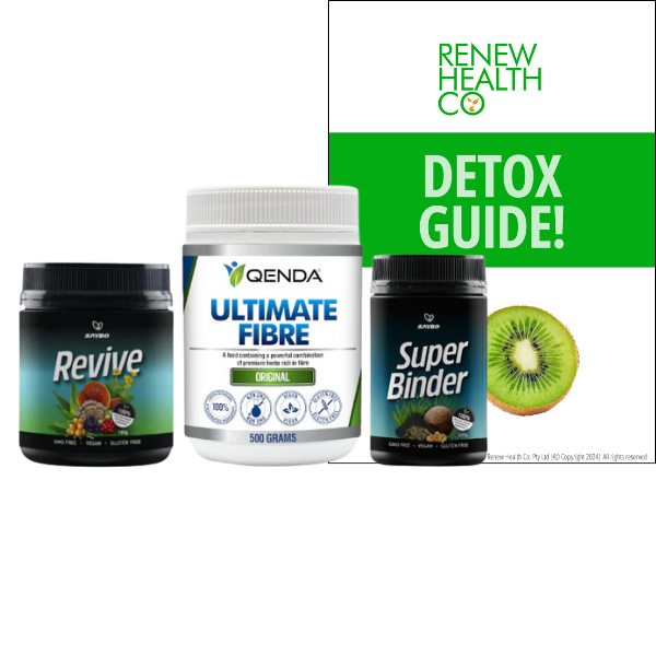 Step up your detox journey with Renew Cleanse #2. A deeper, self-led cleanse designed to support whole bowel health and prepare the body for advanced detoxification like parasite cleansing or liver/gallbladder flushing.
The Renew Cleanse #2 bundle includes: Qenda Ultimate Fibre 500g, Saybo Revive 180g, Saybo Super Binder 200g and our very own Detox Guide.