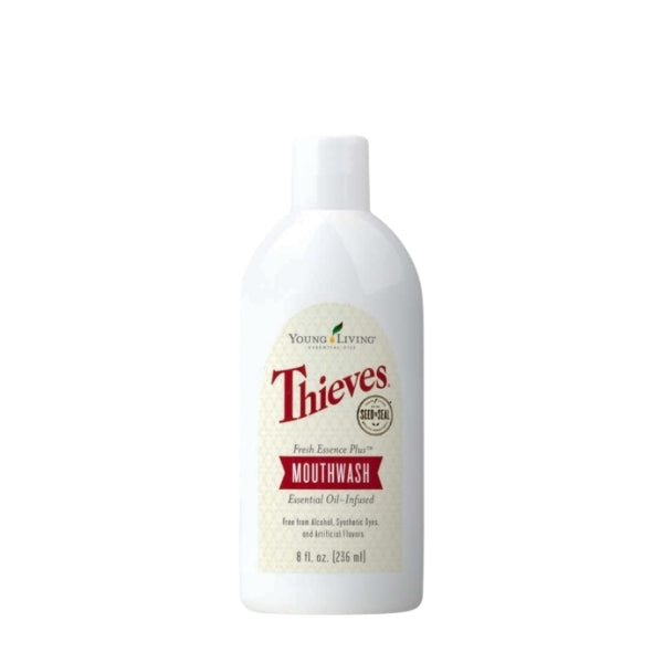 Thieves Mouthwash natural alcohol free mouthwash with essential oils for fresh breath, oral hygiene and low tox oral care.