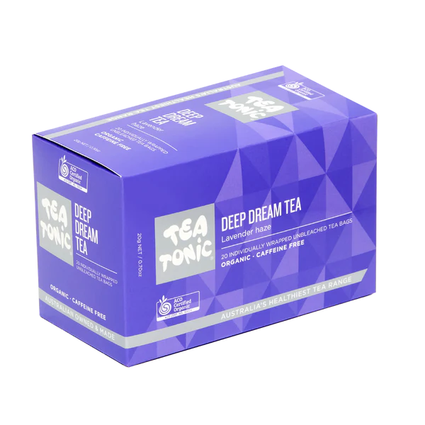 Unwind, banish restlessness, and enhance both your sleep quality and mood with the gentle embrace of organic lavender, passionflower, and mint. Tea Tonic Deep Dream Tea is the perfect addition to your night time self-care routine as you sip your way toward a restorative night's sleep. Simply enjoy one to two soothing cups 30 minutes before bedtime and prepare for a rejuvenating night's rest. Sweet dreams await!