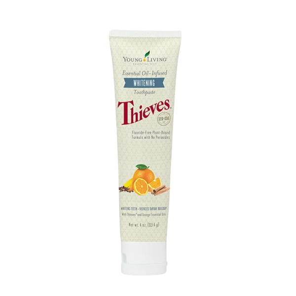 Start your morning on the bright side with the natural power of Thieves Whitening Toothpaste. Pure and safe ingredients combine to whiten teeth, fight plaque, support healthy gums and remove stains without damaging enamel.
Great for the whole family, Young Living’s exclusive formula is both fluoride free and free of other harsh ingredients, offering you a superior clean you can be confident in.