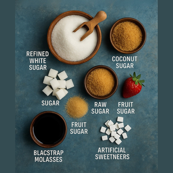 Not all sugar is created equal. Learn the difference between coconut, raw, white, fruit sugars & artificial sweeteners, and what’s best for your health.