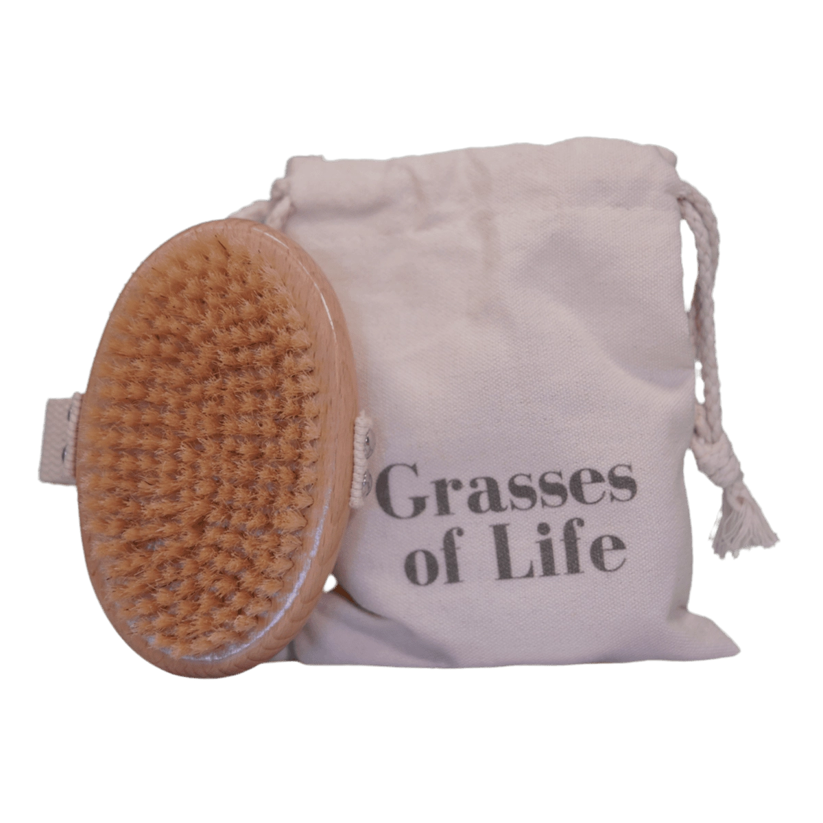 Grasses of Life Boar Bristle Dry Body Brush – natural beechwood handle & boar bristles for exfoliation, circulation & lymphatic drainage support.