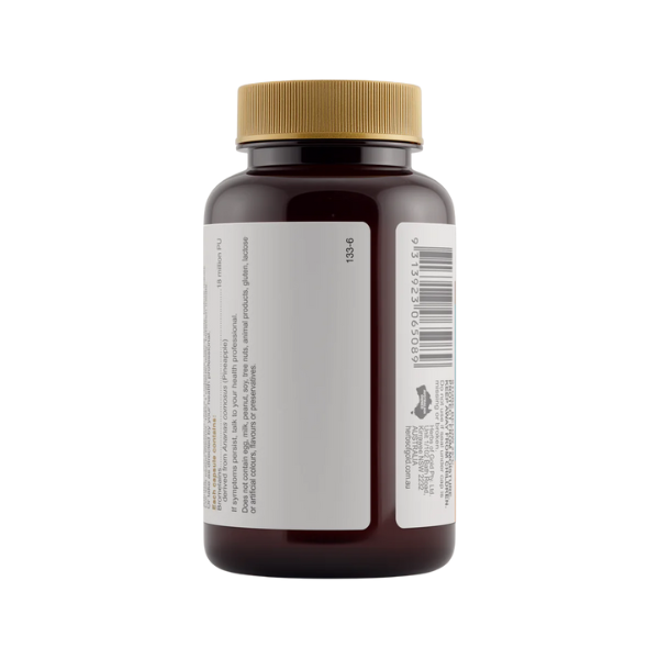 Support your body’s natural healing and digestion with Herbs of Gold Bromelain Forte – a high-strength, vegan-friendly formula delivering 500mg of bromelain (18 million PU) per capsule. Sourced from pineapple stem and fruit, Bromelain Forte helps break down protein, reduce inflammation, and relieve mild sinusitis and soft tissue injuries.
