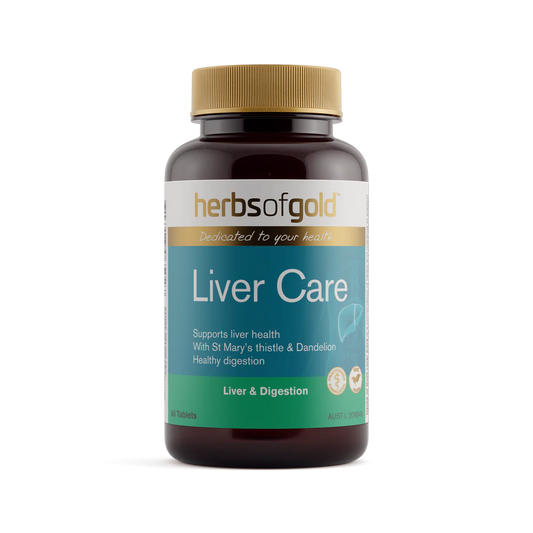 Herbs of Gold Liver Care bottle front label showing herbal liver support supplement.
