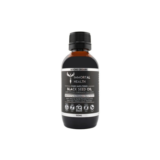 Immortal Health Pure Unfiltered Black Seed Oil is a natural elixir known to support immunity, vitality, skin, hair, and overall well-being.