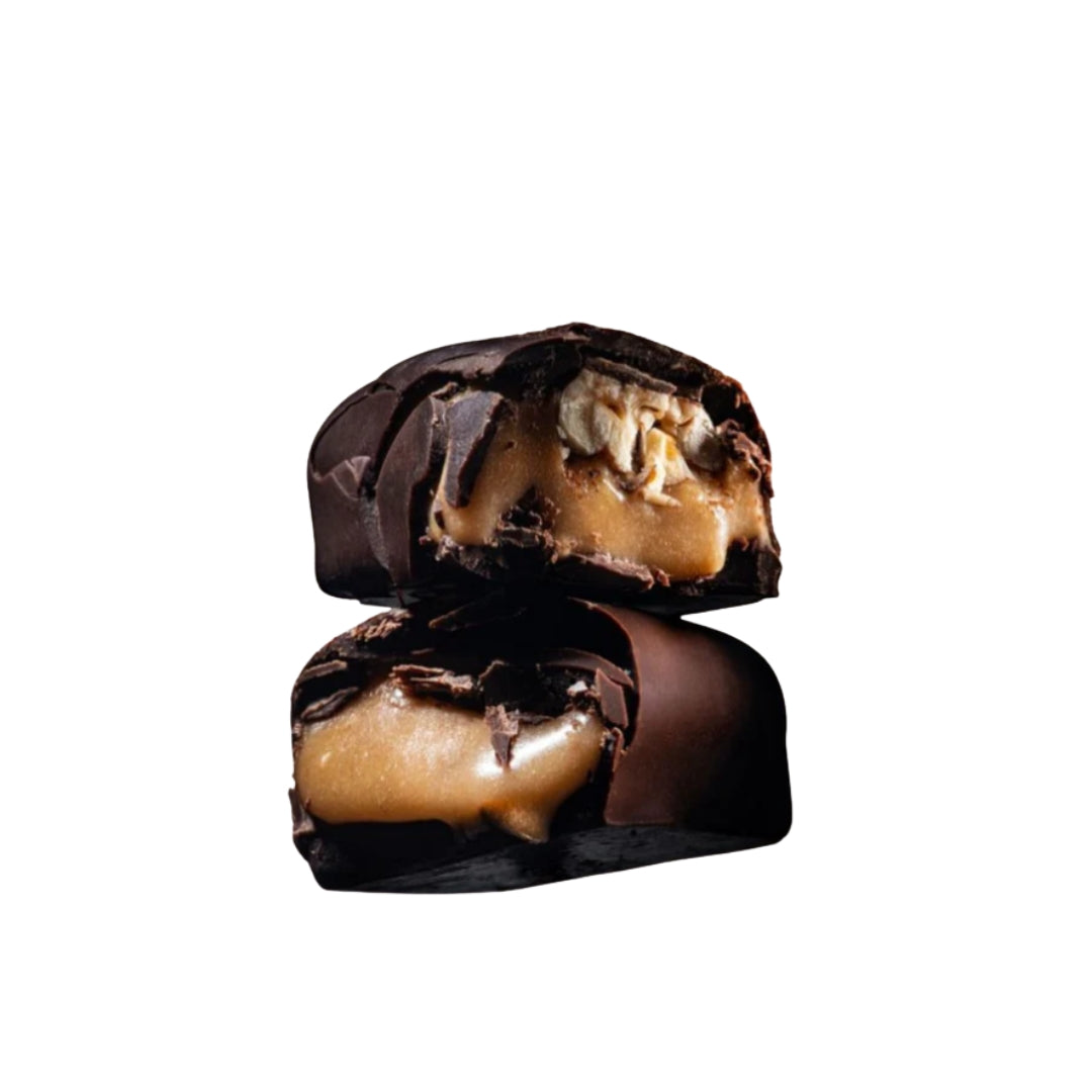 This Loco Love 5 Pack is infused with gut-loving probiotics, healing herbs and superfoods to nourish you while enjoying. The ultimate combination, butterscotch caramel meets maple, cinnamon and toasted pecans in rich, dark chocolate. 