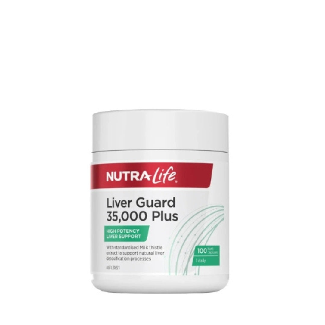 Nutra-Life Liver Guard 35,000 Plus – high-strength herbal liver support supplement with milk thistle, globe artichoke and turmeric.