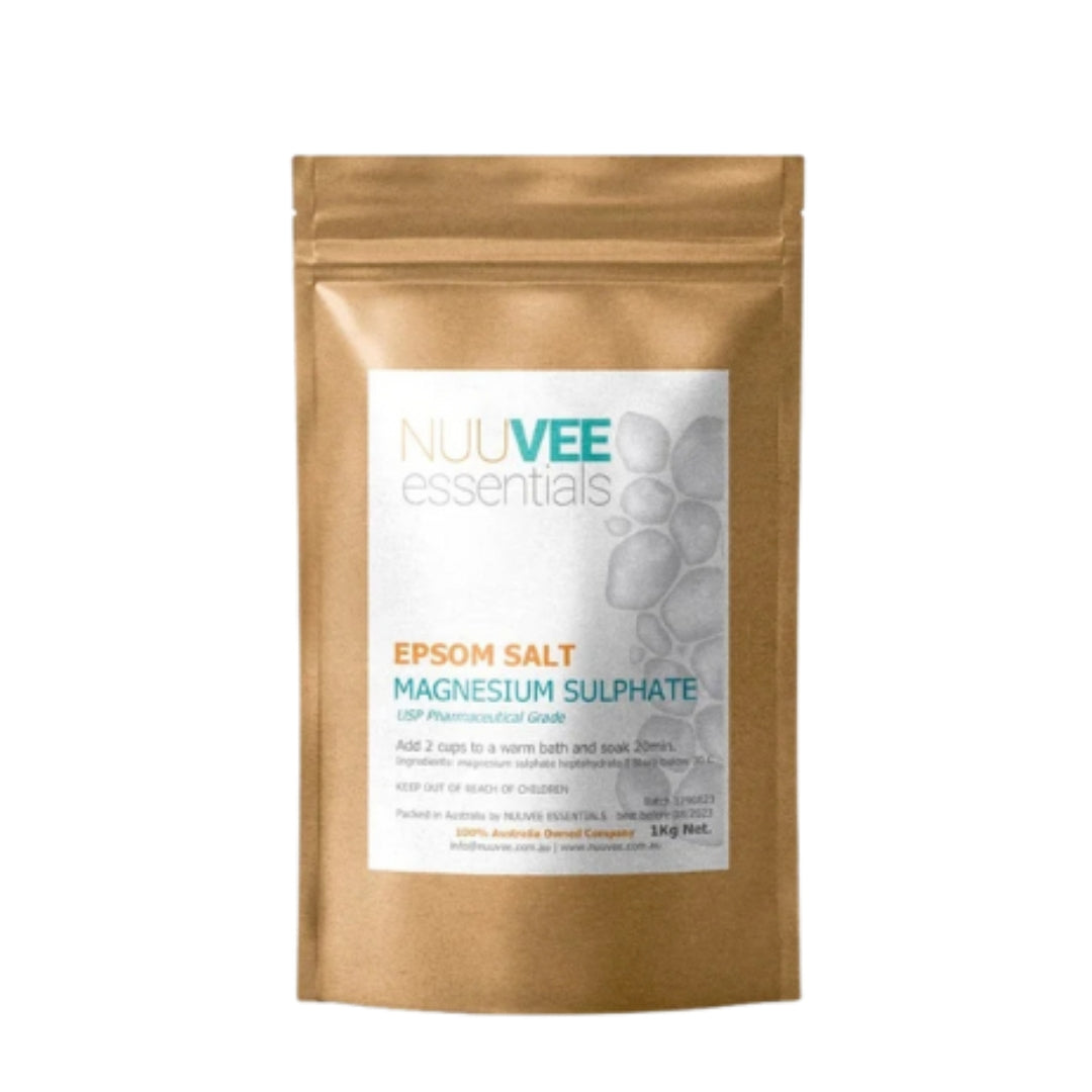 Nuuvee Essentials Epsom Salt is a USP grade magnesium sulphate that is the ideal addition to a warm bath.