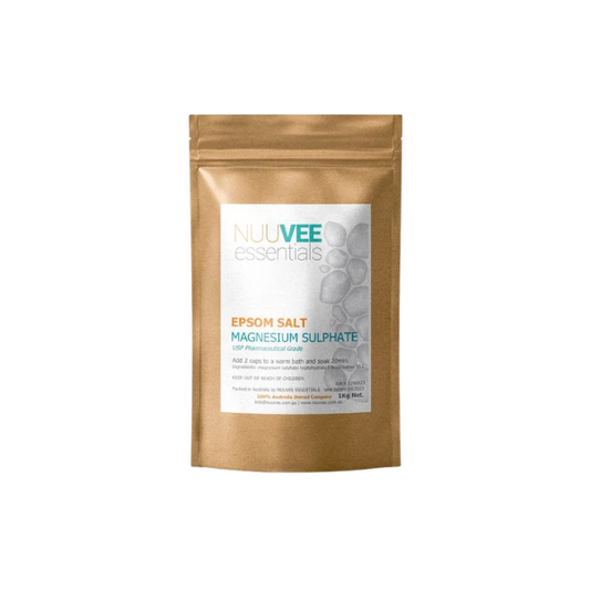 Nuuvee Essentials Epsom Salt is a USP grade magnesium sulphate that is the ideal addition to a warm bath.