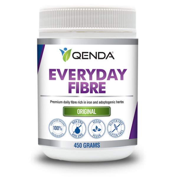 Qenda Everyday Fibre is a premium daily fibre rich in iron and adaptogenic herbs.
