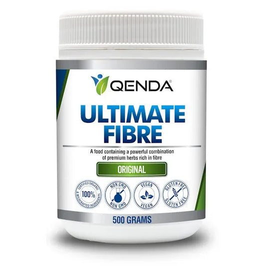 Qenda Ultimate Fibre is a food containing a powerful combination of premium herbs rich in fibre.
Qenda Ultimate Fibre is also a good source of iron.