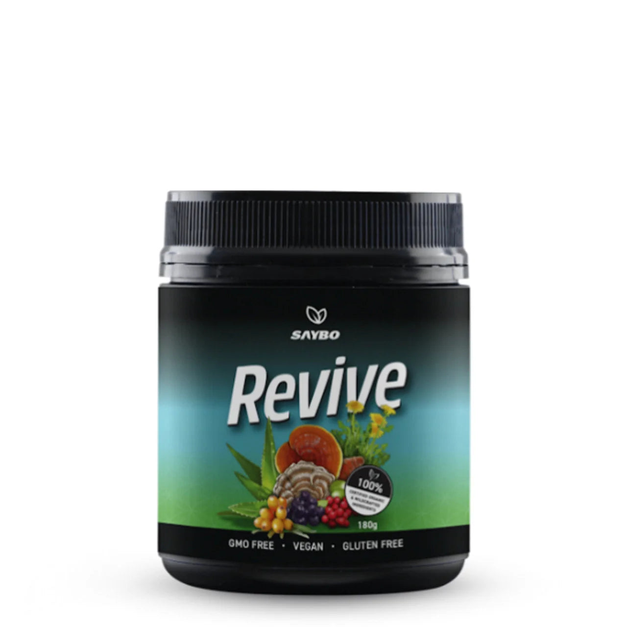 SAYBO Revive superfood powder is an epic blend of 39 different superfoods and tonic herbs, highly revered for their health enhancing properties.
Many of the ingredients in SAYBO Revive have been used by ancient cultures all around the world to help boost the immune system and to assist the body with adapting to stress.