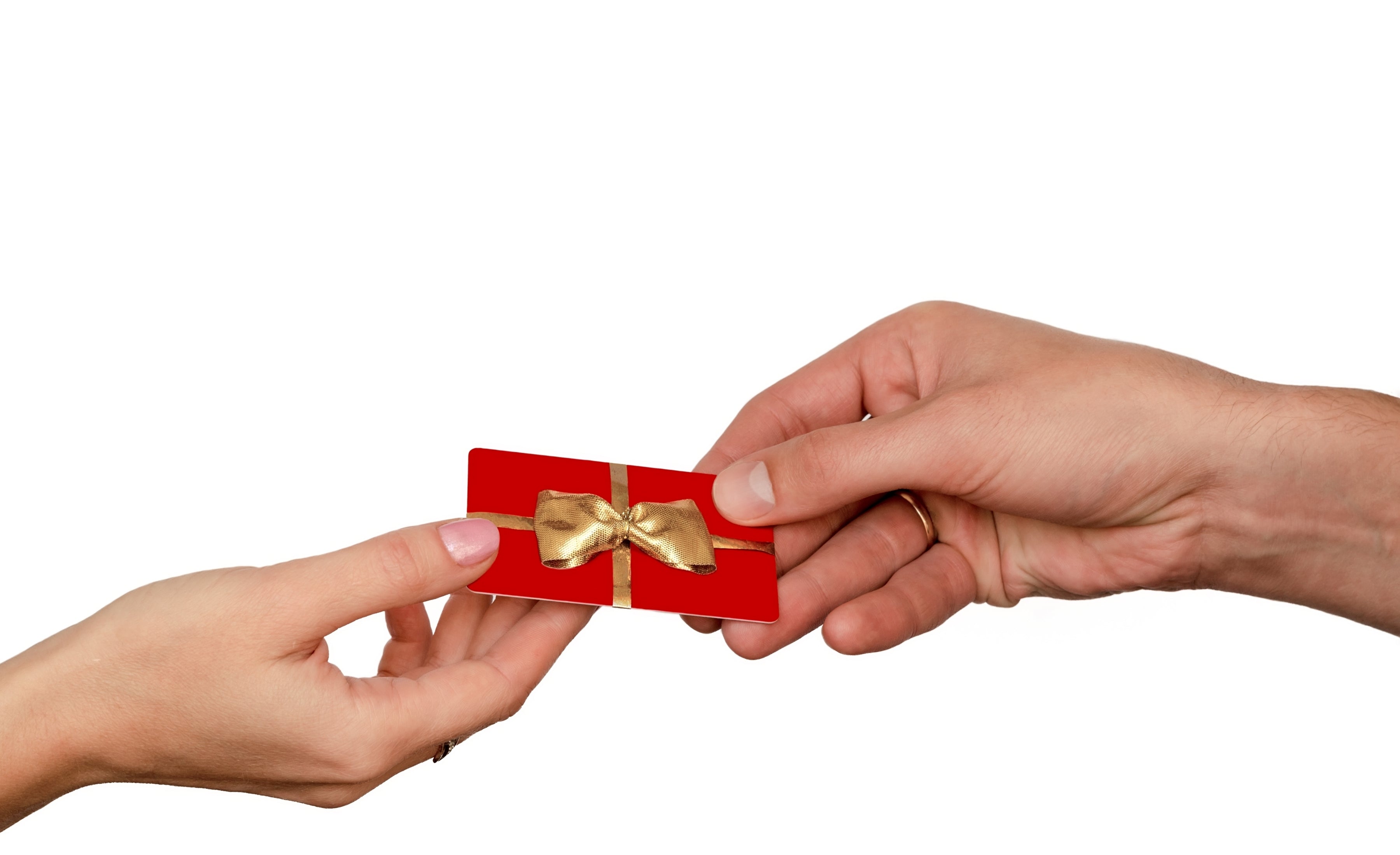 Person receiving a gift card promoting Renew Health Co. gift cards.