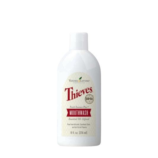 Thieves Mouthwash natural alcohol free mouthwash with essential oils for fresh breath, oral hygiene and low tox oral care.