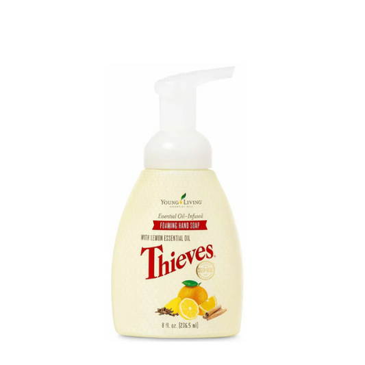 Cleanse and condition your skin with Thieves Foaming Hand Soap. Blending Thieves, Lemon, and Orange essential oils with other natural ingredients, it is a gentle yet effective alternative to chemical soaps. ESSENTIAL OILS: Clove, Cinnamon Bark, Rosemary, Lemon, Eucalyptus Radiata, Orange
