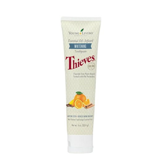 Start your morning on the bright side with the natural power of Thieves Whitening Toothpaste. Pure and safe ingredients combine to whiten teeth, fight plaque, support healthy gums and remove stains without damaging enamel.

Great for the whole family, Young Living’s exclusive formula is both fluoride free and free of other harsh ingredients, offering you a superior clean you can be confident in.