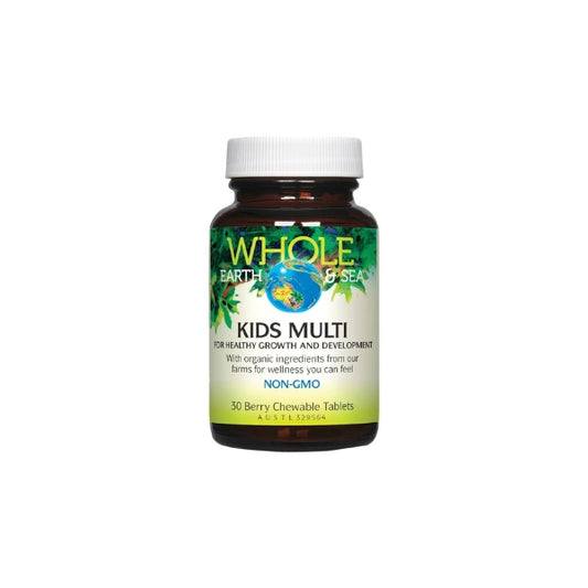 Whole Earth & Sea Kids Multi chewable berry multivitamin for healthy growth & development. Organic & non-GMO. 