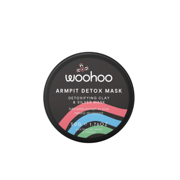 Woohoo Body Armpit Detox Mask is a gentle and effective clay mask deeply cleans and unblocks your pores so you can switch to natural deodorant faster.
Traditional antiperspirants "plug" your pores to stop you from sweating, so before you start rocking your new natural deodorant you need to break the reliance on aluminium "plugs" and restore the balance of good and bad bacteria on your skin.
