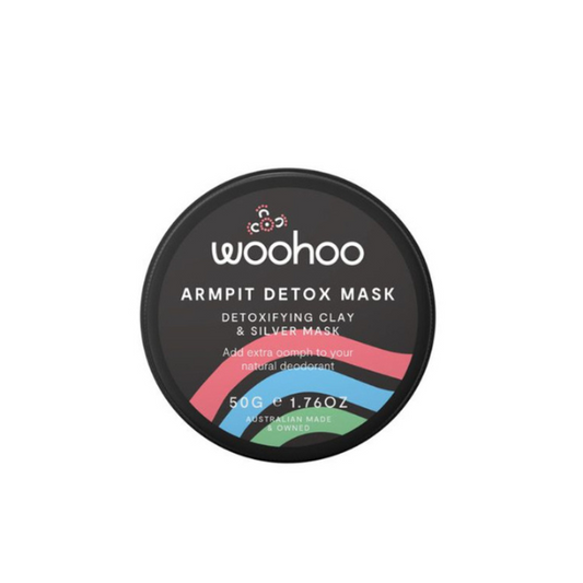 Woohoo Body Armpit Detox Mask is a gentle and effective clay mask deeply cleans and unblocks your pores so you can switch to natural deodorant faster.
Traditional antiperspirants "plug" your pores to stop you from sweating, so before you start rocking your new natural deodorant you need to break the reliance on aluminium "plugs" and restore the balance of good and bad bacteria on your skin.