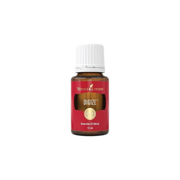 Young Living Digize essential oil blend has a spicy, exotic scent that is great for applying topically to the abdomen for a calming aromatic massage.