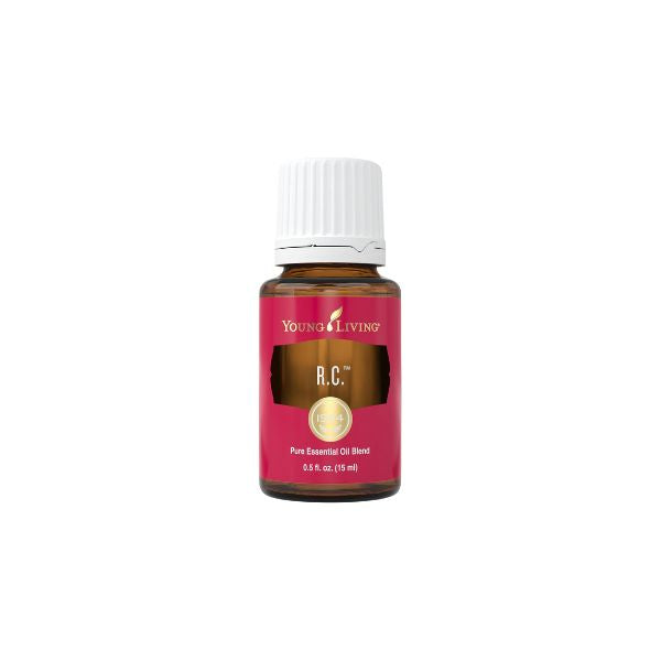 Young Living R.C. Essential Oil 15ml bottle front view eucalyptus and spruce blend therapeutic grade.