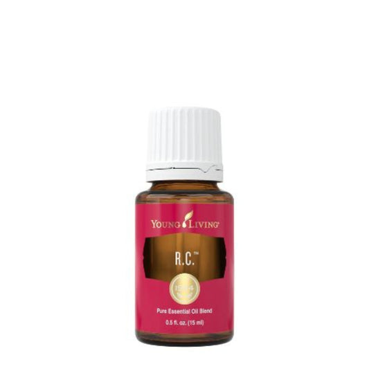 Young Living R.C. Essential Oil 15ml bottle front view eucalyptus and spruce blend therapeutic grade. Excellent for respiratory care.